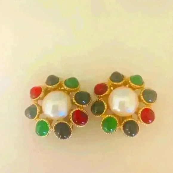 Large Earrings Clips Vintage 1980 s - Picture 1 of 7